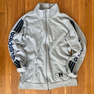 adidas track jacket - gray, men’s large.